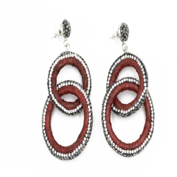 New Style Bohemian Round Ring Hanging Women Leather Snakeskin Earring 2018