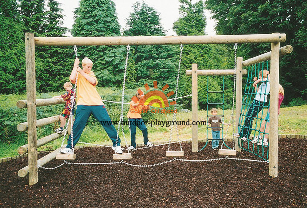 Outdoor Woooden Climbing Net Playground For Fun