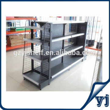 Pegboard double-sided supermarket shelf, mesh wire back gondola supermarket grocery shelf steel supermarket grocery shelf