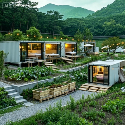Luxury Tiny Container Home Prefabricated Farm House Glamping Villa with Full Bathroom Kitchen