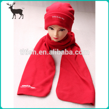 Lady's Fashion polar fleece Hat Gloves And Scarf Set