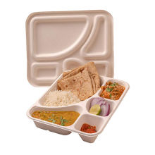 Biodegradable Microwavable 5 compartments meal trays