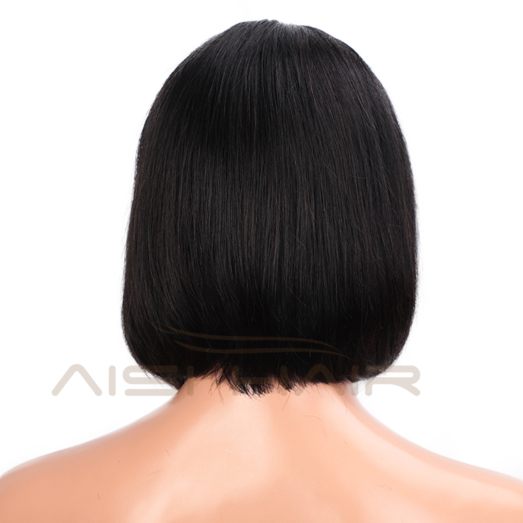 Aisi Hair Hot Selling Short Silky Straight Black Bob Wig Synthetic Swiss Lace Wig Cheap Lace Frontal Hair Wigs For Black Women