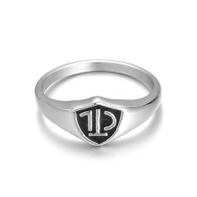Customized Black Ink CTR Shield Ring with Stainless Steel Band