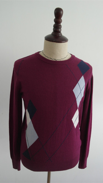 Fashion Men's intarsia argyle knited pullover sweaters