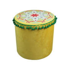 India and Pakistan style yellow circular cylinder stool