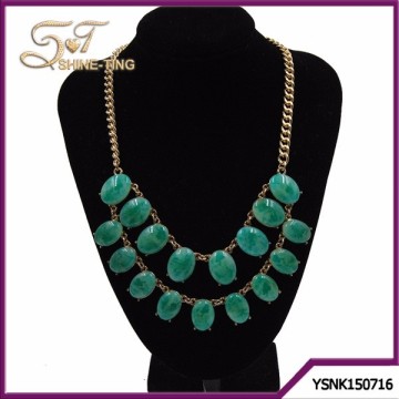 elegant ladies green jade jewelry imitation gems necklaces