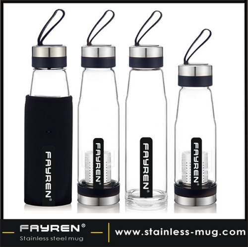 Water bottle with filter/heat-resistant glass water bottle