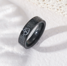 IP Gold Plated Stainless Steel Vintage Islamic Allah Engagement Ring 6mm 8mm