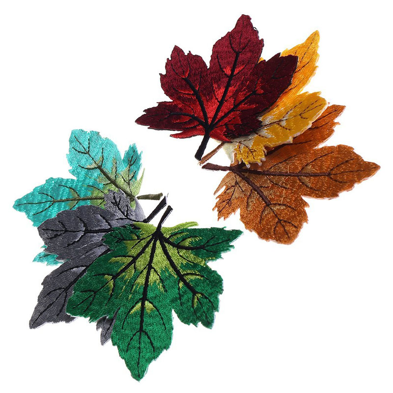 Colorful Maple Leaf Embroidery Patches