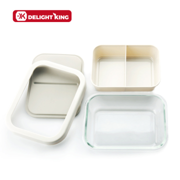 Nested Borosilicate Glass PP Compartment Glass Container