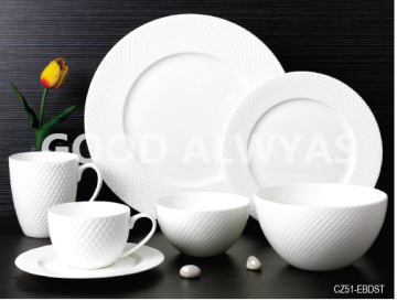 Fine bone china embossed tableware