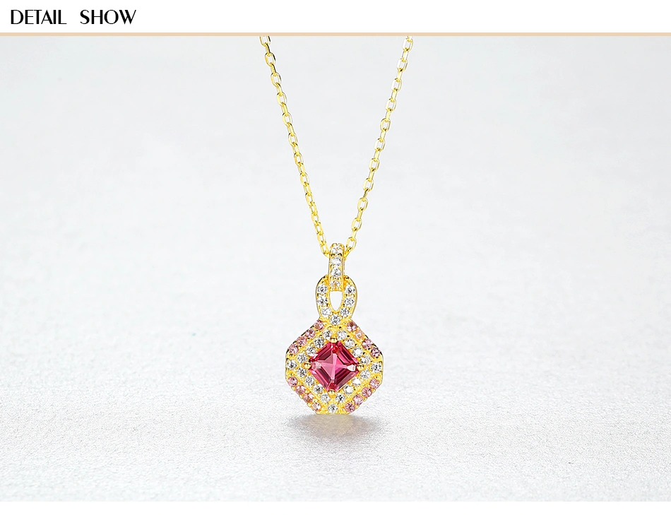 Design Colorful CZ Stone Gold Plated Silver Pendant Necklace