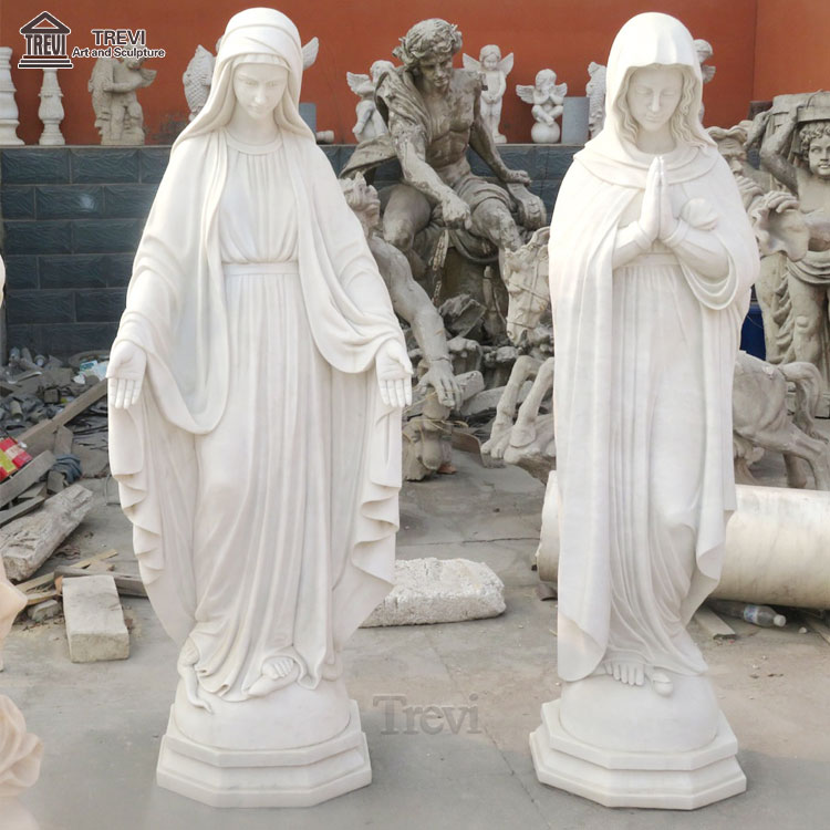 White Marble Life Size Virgin Mary Statues for Church Decoration