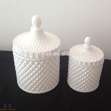 decorative white glass manor candle jars