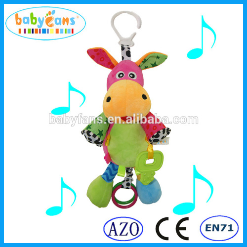 2015 new style baby cartoon donkey plush toy with musical pull string soft toys