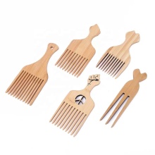 Natural Wood Afro Pick, Comb, and Beard Stylizer: Versatile Hair Lift Combs for Volume and Texture