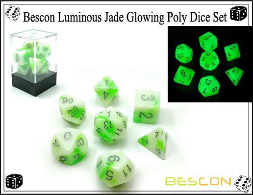 Bescon Leuchtende Jade leuchtende Poly Würfel Set-7 Bescon Luminous Jade Glowing Poly Dice Set-7