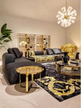 Elegant Black Gold Baroque Luxury Sofa
