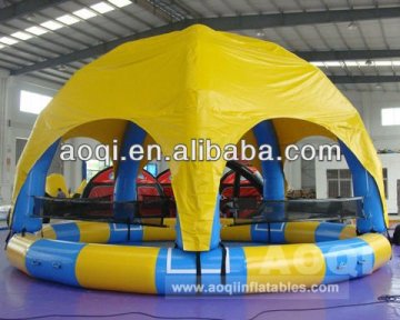 Commercial use inflatable pool with tent