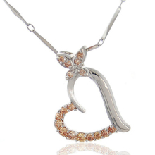 Diamond heart pendant necklace with silver plated chain