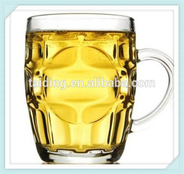 Machine pressed beer glass mug sublimation glass beer mug with handle