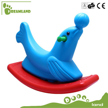colorful dolphin rocking horse plastic rider