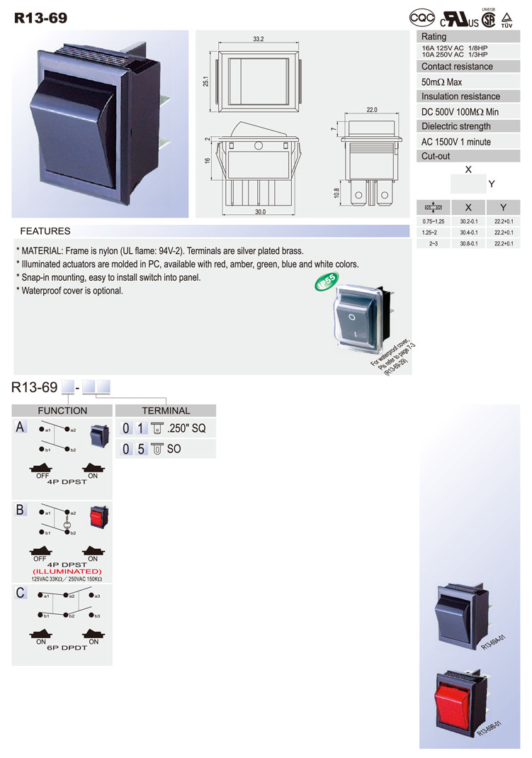 Waterproof Rocker Switch