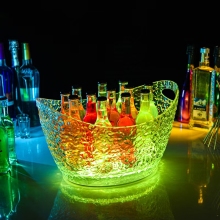 Rechargeable LED Illuminated Acrylic Plastic Champagne Ice Buckets and Beverage Tub