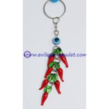 Blue evil eye red  pepper string keychain Cheap wholesale