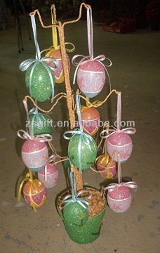 factory supplied artificial tree decorated with easter egg