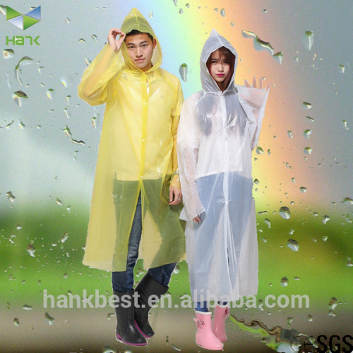 Waterproof pe plastic raincoat for men