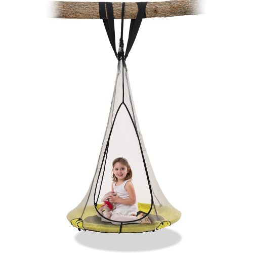 SkyBound 39 Inch Tree Swing Saucer Swing Yellow/Black