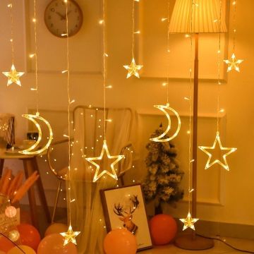 Fairy Garland String Star Moon LED Curtain Light for Ramadan Decoration