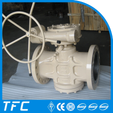 gear operated double flange lubricated plug valve