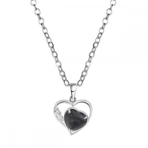 Black Obsidian Love Heart Birthstone Pendant Gemstone Necklaces for Women