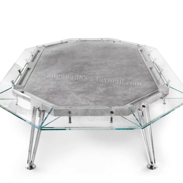 Luxury 8-10 Person Rectangular Octagon Glass Gambling Poker Table