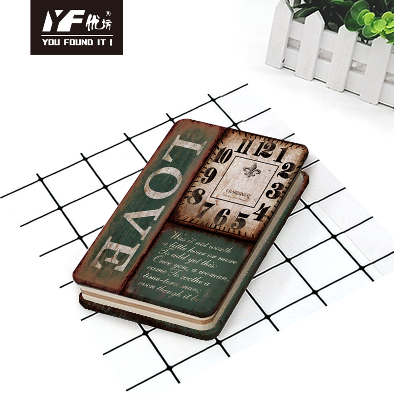 Custom nostalgic clock face style cute metal cover notebook diary