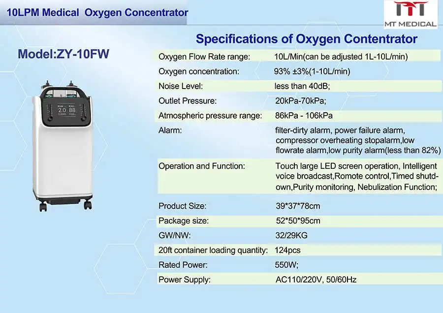 Portable Mobile Medical 5L Oxygen Concentrator 96%