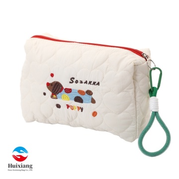 Cartoon INS style embroidered puppy makeup bag