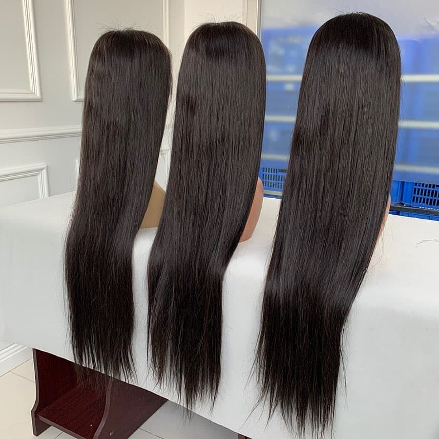 Wholesale Virgin Hair Wigs For Black Women Straight 5x5 Lace Closure Human Hair Wig 150% Density Glueless Brazilian Natural Hair