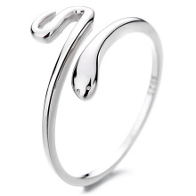925 Sterling Silver Platinum Plated Adjustable Snake Ring for Teenage Women - Trendy Fashion Jewelry