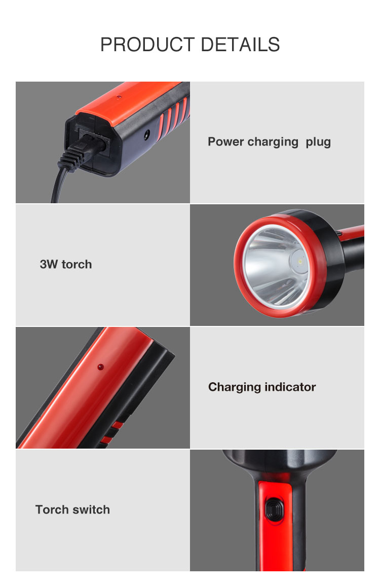 03-1953B-DP 3W Rechargeable Portable LED Torch Flashlight 03-1953B-DP 3W Rechargeable Portable LED Torch Flashlight