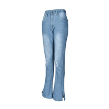 Wholesale Slim High Waist Jeans: Hot Sale Ripped Bootcut Pants for Women