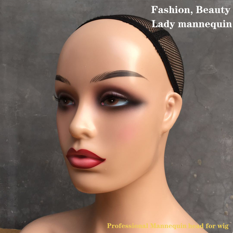Julianna Black Female Smiling Wig Display Synthetic Hair Mannequin Head With Shoulder For Wig Display