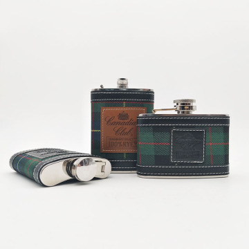 Glenn Tartan Souvenir Stores: Old Scotland Stainless Steel Hip Flask with Leather