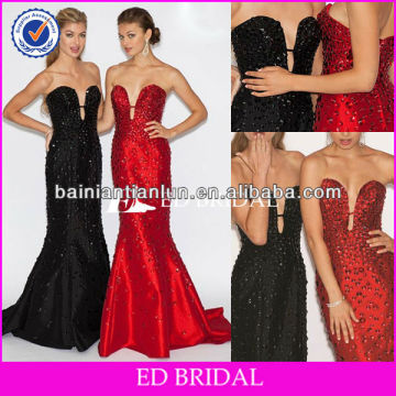 BY1193 Famous Designer Black And Red Heavy Beaded Dresses Evening