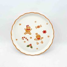 Christmas Gingerbread Man Scalloped Ceramic Plate