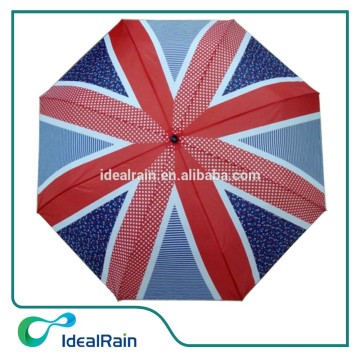 21*8k Pongee flag printed foldable english style umbrella