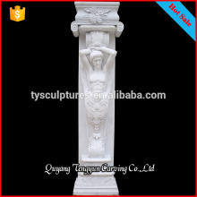 White marble hand carved garden stone figure man statue column pergola